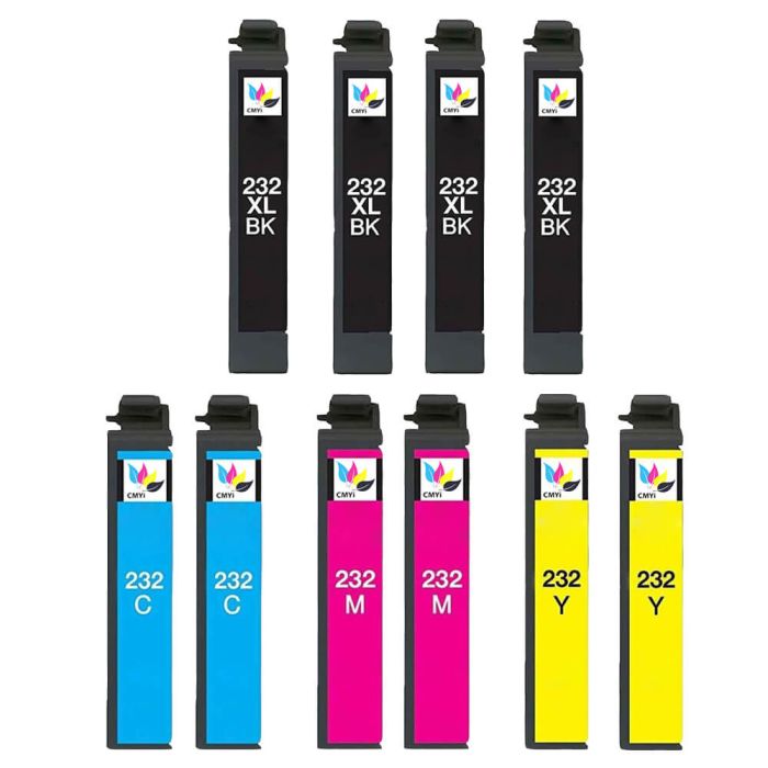 Epson Ink 232 Cartridges Combo Pack of 10: 4 Black XL, 2 Standard Cyan, Magenta, Yellow