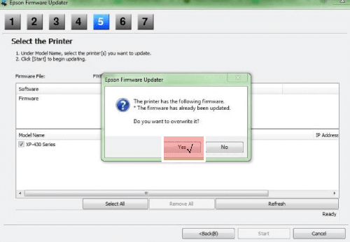 Epson Firmware Updater step 4